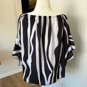 Black and White Zebra Print Off-Shoulder Top